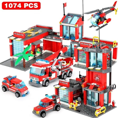 1123pcs Fire Station Classic Model Blocks City