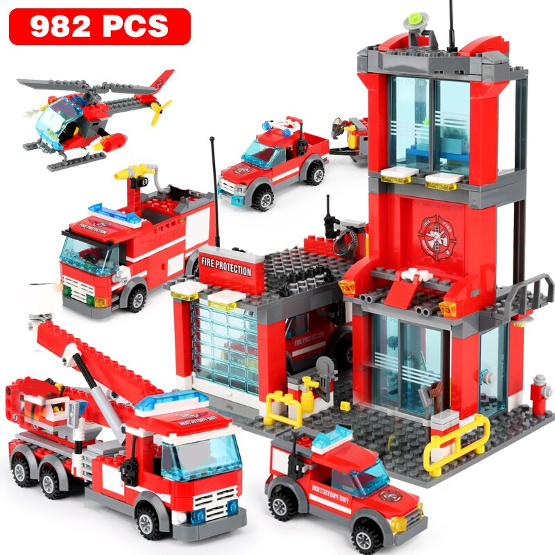 1123pcs Fire Station Classic Model Blocks City