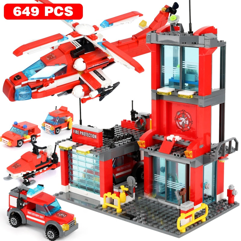 1123pcs Fire Station Classic Model Blocks City