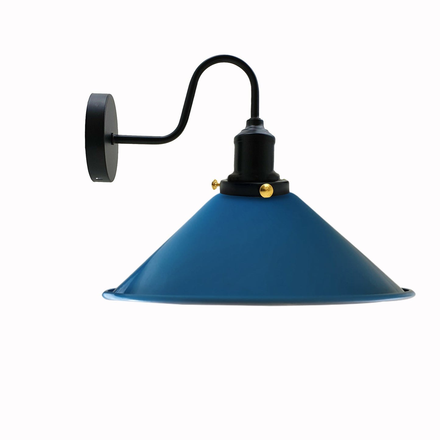 Blue Industrial Swan Neck Wall Light Indoor Sconce Metal Cone Shape