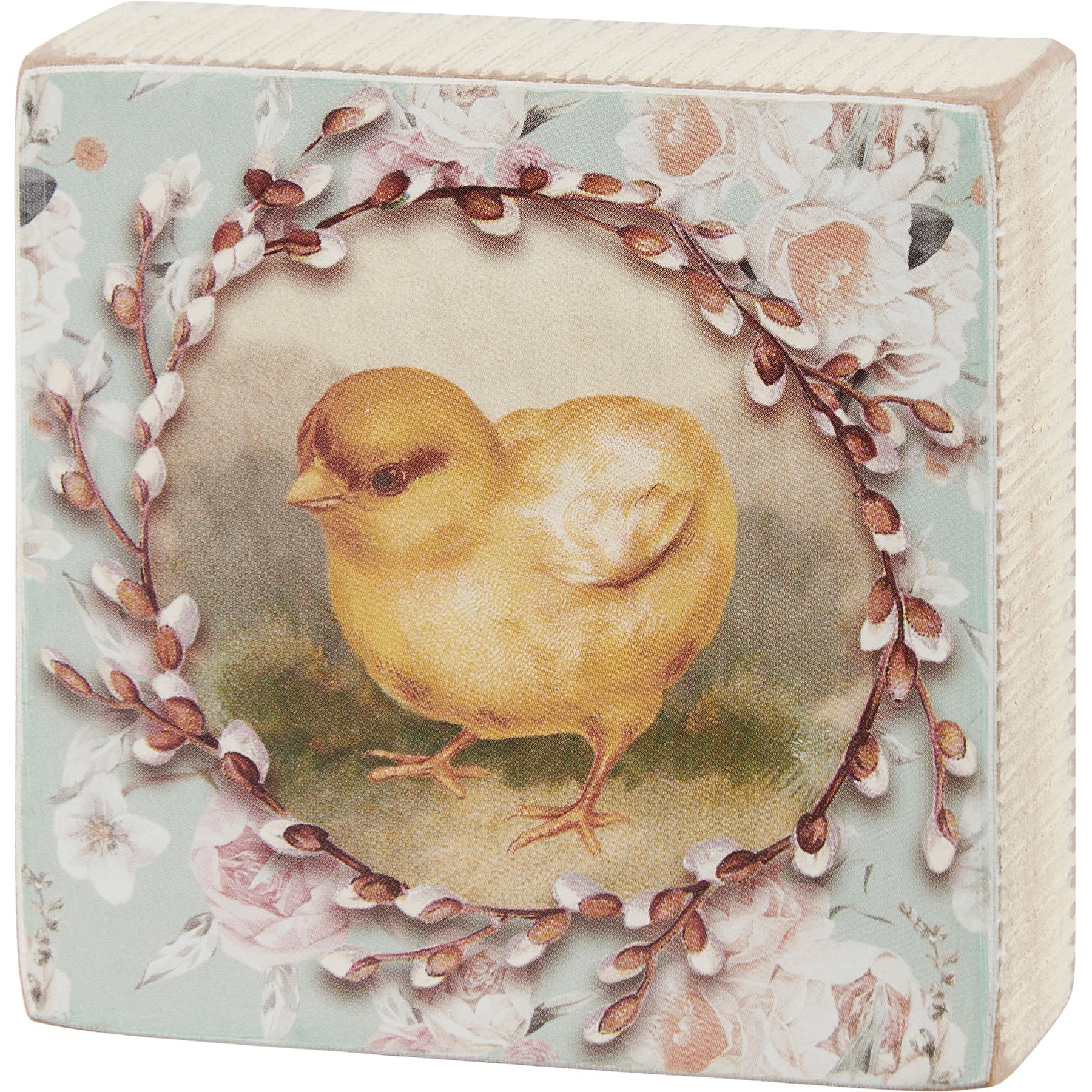 Chick Vintage Wooden Block Sign | Square Easter Spring Wall Desk Decor Main image