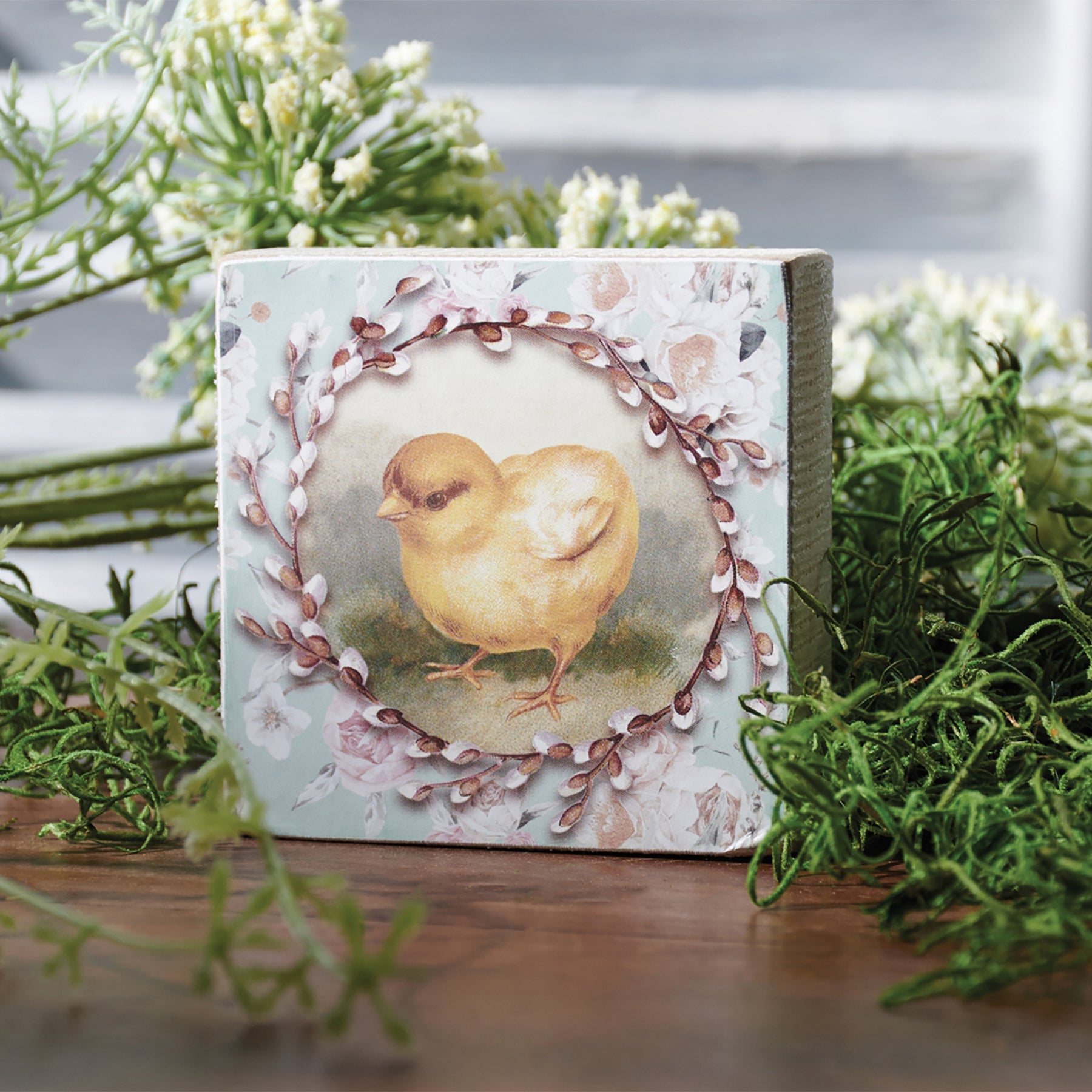 Chick Vintage Wooden Block Sign | Square Easter Spring Wall Desk Decor Secondary image