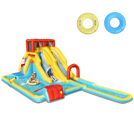 Inflatable Water Park Kids Bounce House Double Water Slides Pool