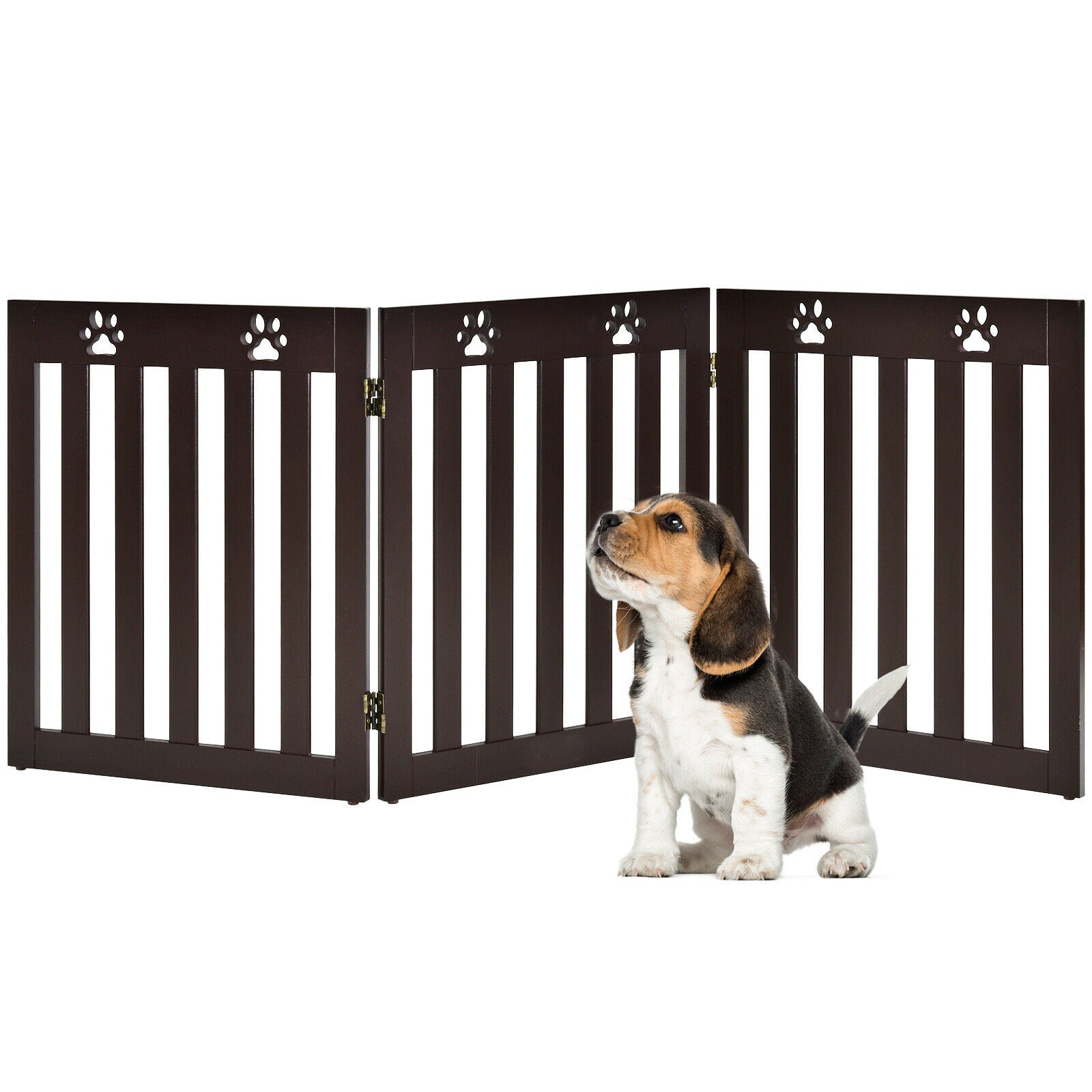 3 Panels Foldable Pet Gate with 360° Hinges Main image