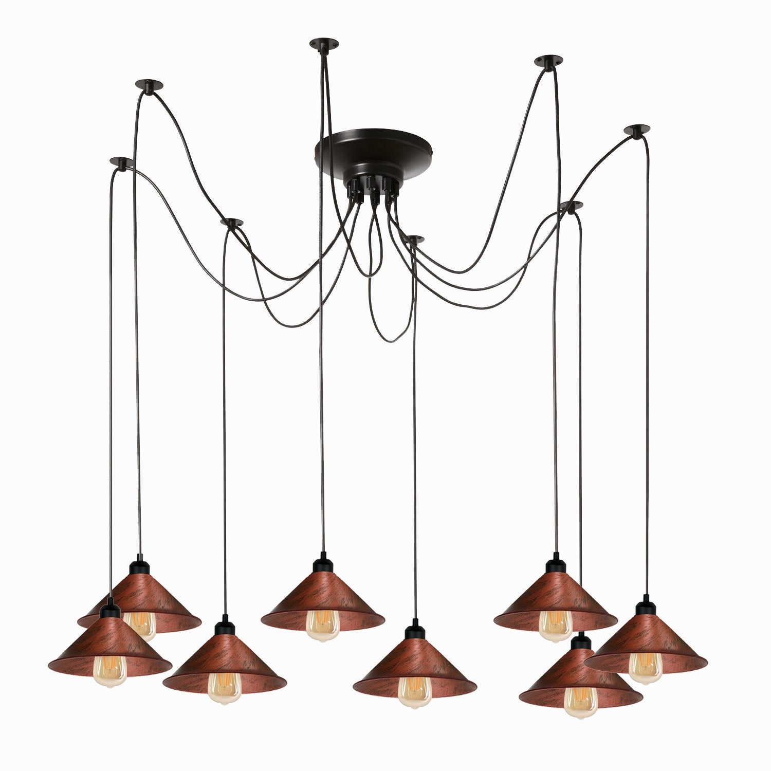 Modern Industrial Rustic Red Spider Ceiling Pendant Light Metal Cone Secondary image