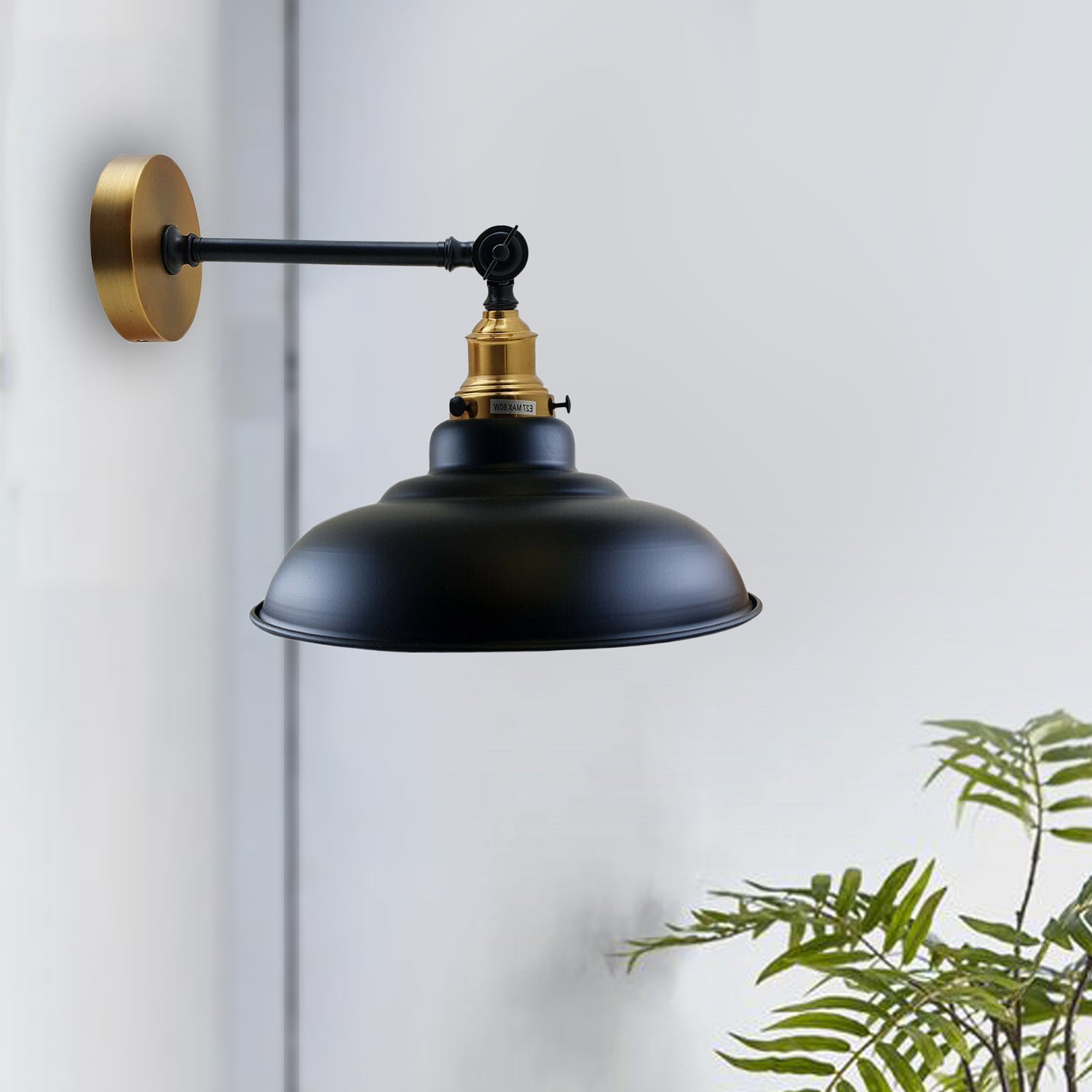 Black Shade With Adjustable Curvy Swing Arm Wall Light Fixture Loft Main image