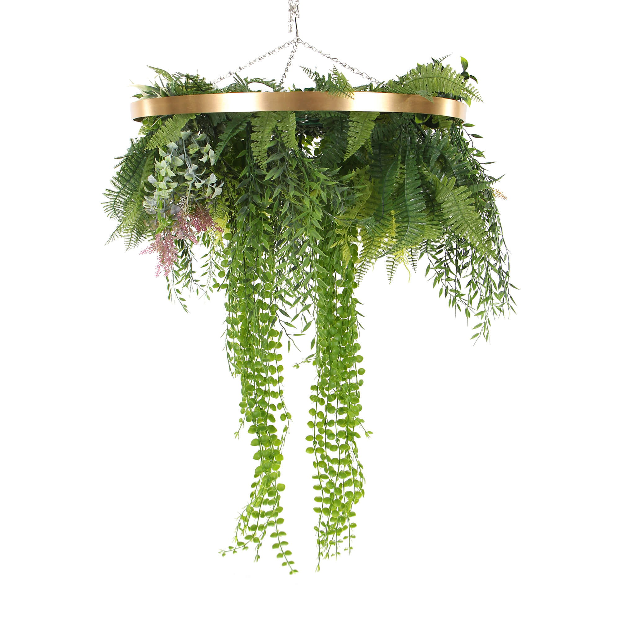 Imitation Gold Artificial Hanging Green Wall Disc 60cm (Limited Range) Main image
