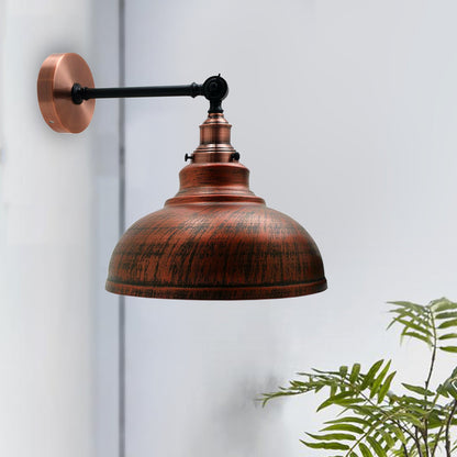 Rustic Red Metal Curvy Brushed Industrial Wall Mounted Wall Lamp