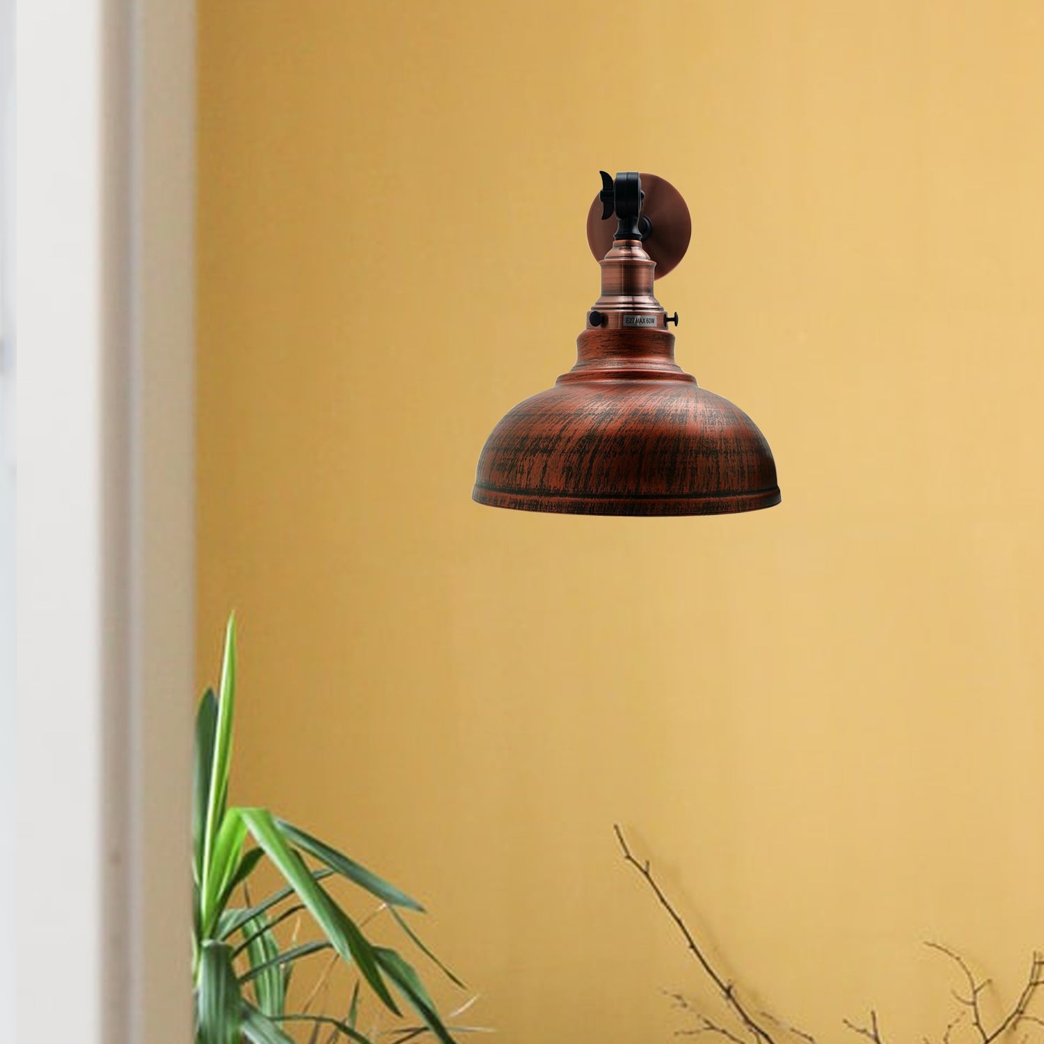 Rustic Red Metal Curvy Brushed Industrial Wall Mounted Wall Lamp Secondary image