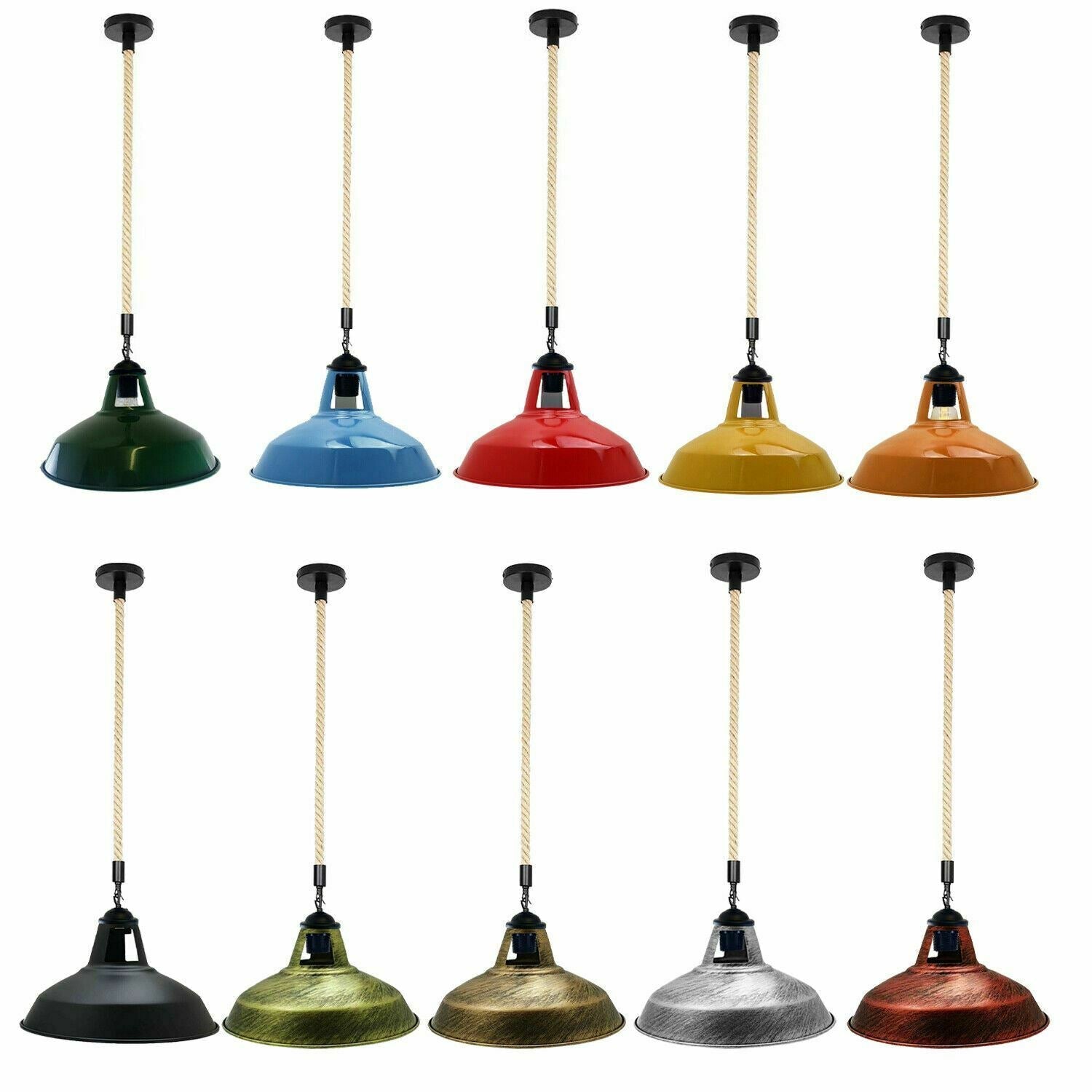 E27 Industrial Hemp Rope Cable Barn Slotted Pendant Light~3889 Main image