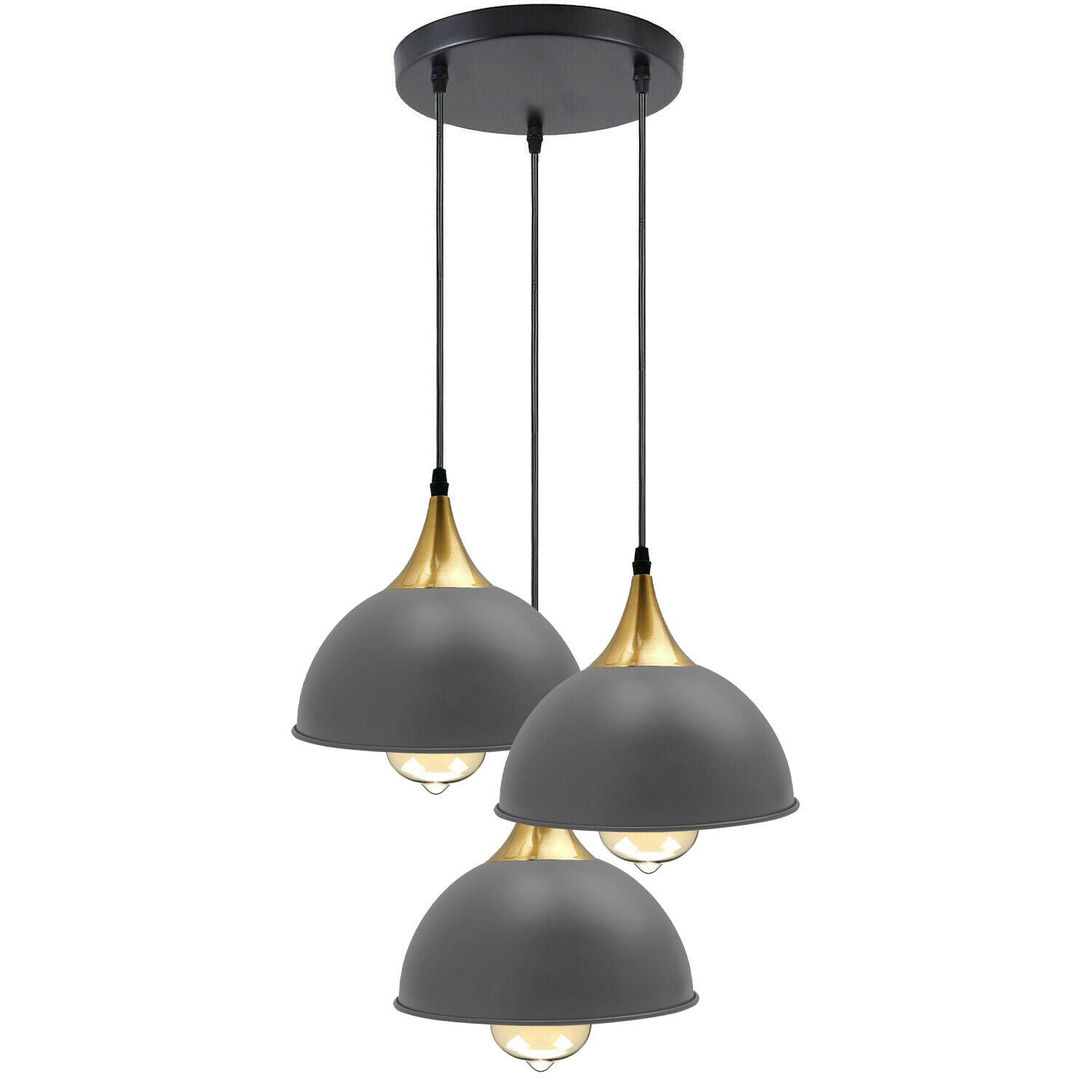 Grey 3 Way Vintage Industrial Metal Lampshade Modern Hanging Retro Main image