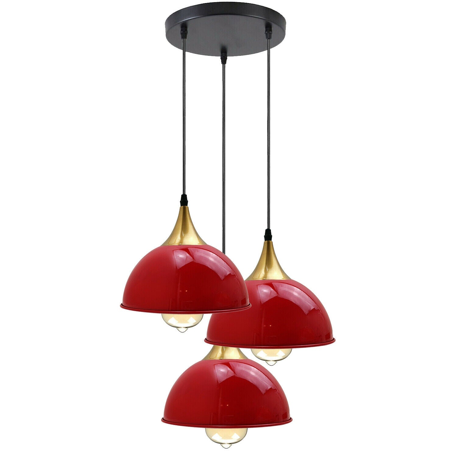 Red 3 Way Vintage Industrial Metal Lampshade Modern Hanging Retro Main image