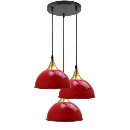 Red 3 Way Vintage Industrial Metal Lampshade Modern Hanging Retro