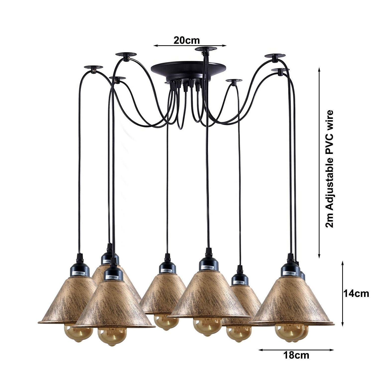 Industrial Retro Modern 8Way Vintage Loft Spider Ceiling Pendant Secondary image