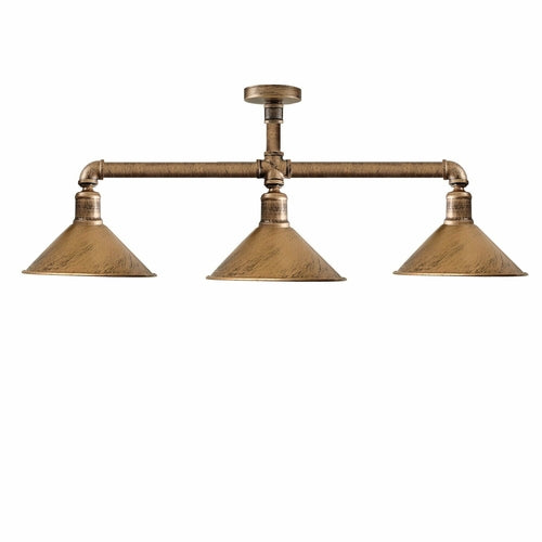 Ceiling Light Retro Vintage Industrial Flush Mount Brushed Copper Pipe Secondary image