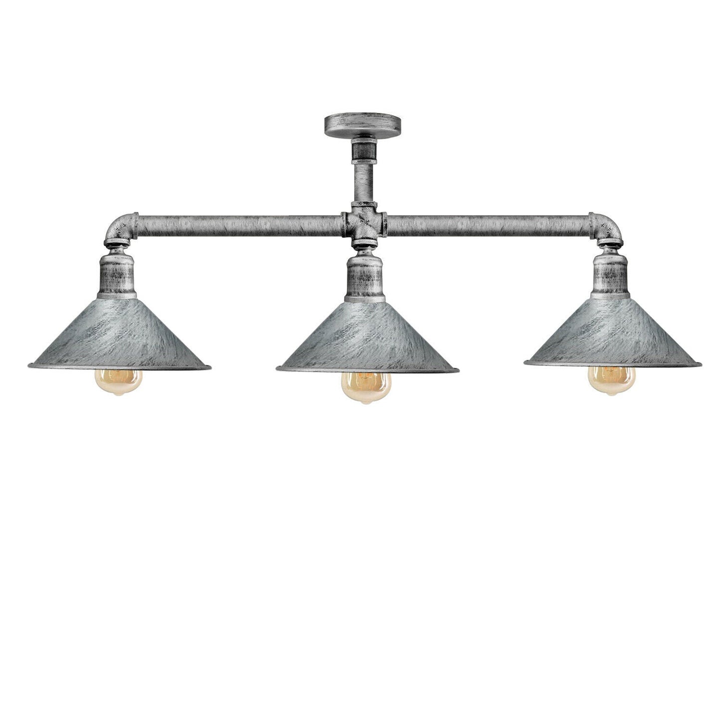 Ceiling Light Retro Vintage Industrial Flush Mount Brushed Silver Pipe