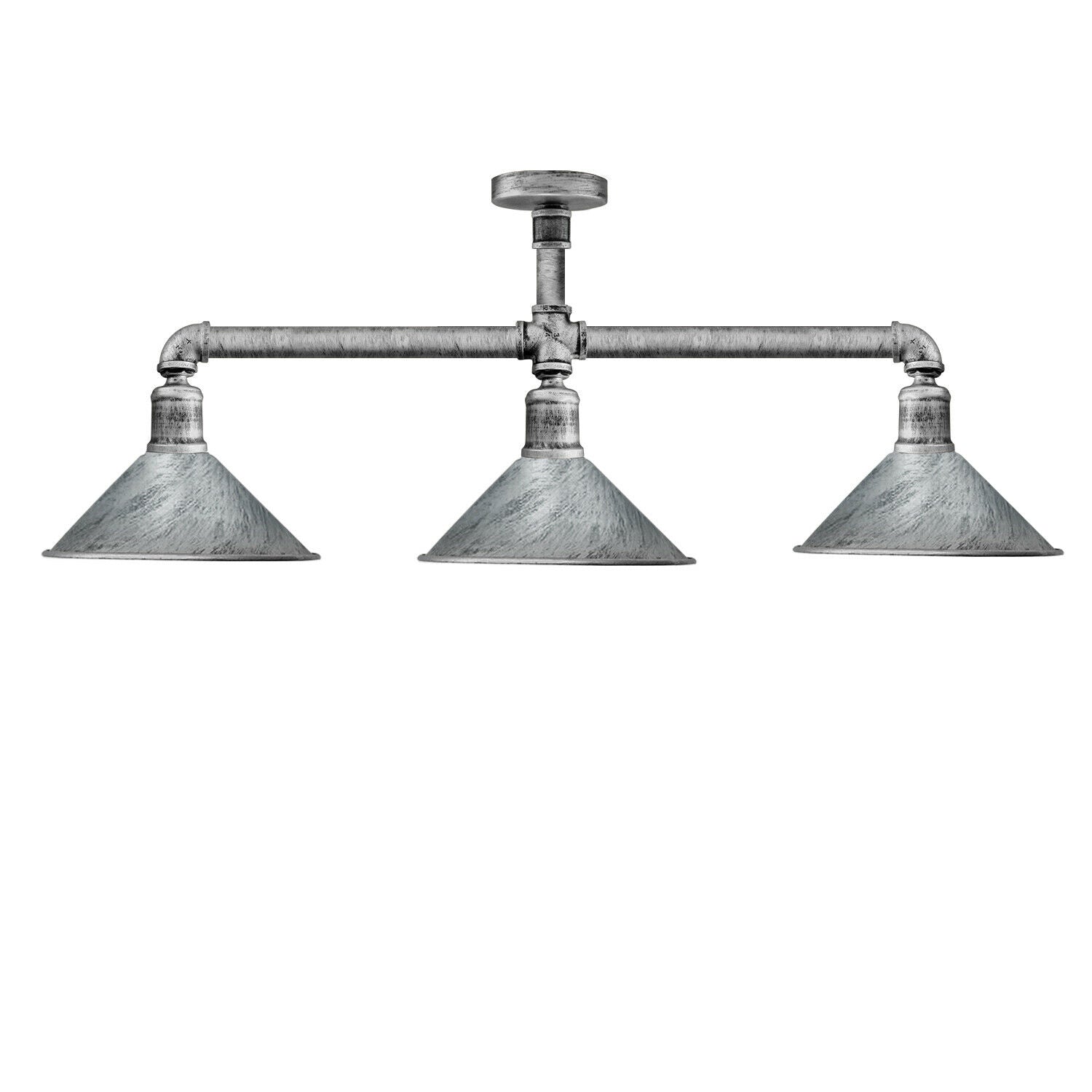 Ceiling Light Retro Vintage Industrial Flush Mount Brushed Silver Pipe Main image