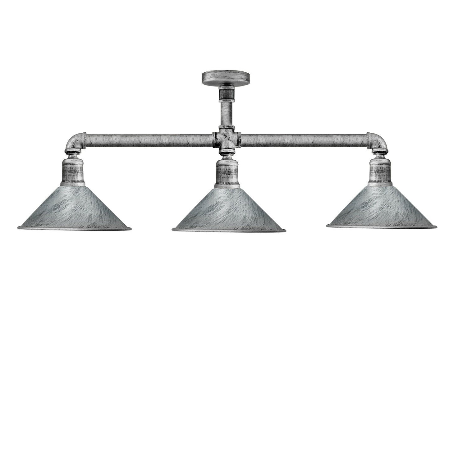 Ceiling Light Retro Vintage Industrial Flush Mount Brushed Silver Pipe