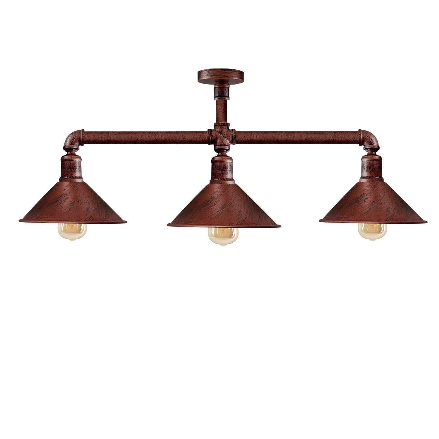 Ceiling Light Retro Vintage Industrial Flush Mount Rustic Red Pipe Secondary image
