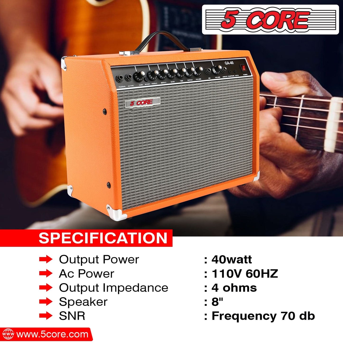 5 Core Guitar Amp For Electric Bass Acoustic Portable Amplifier