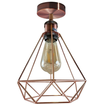Vintage Retro Industrial Geometric Cage Ceiling Light Shade Flush