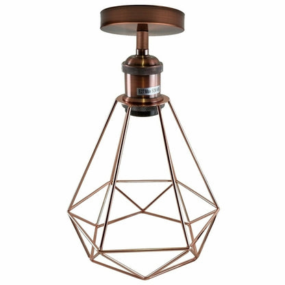 Vintage Retro Industrial Geometric Cage Ceiling Light Shade Flush