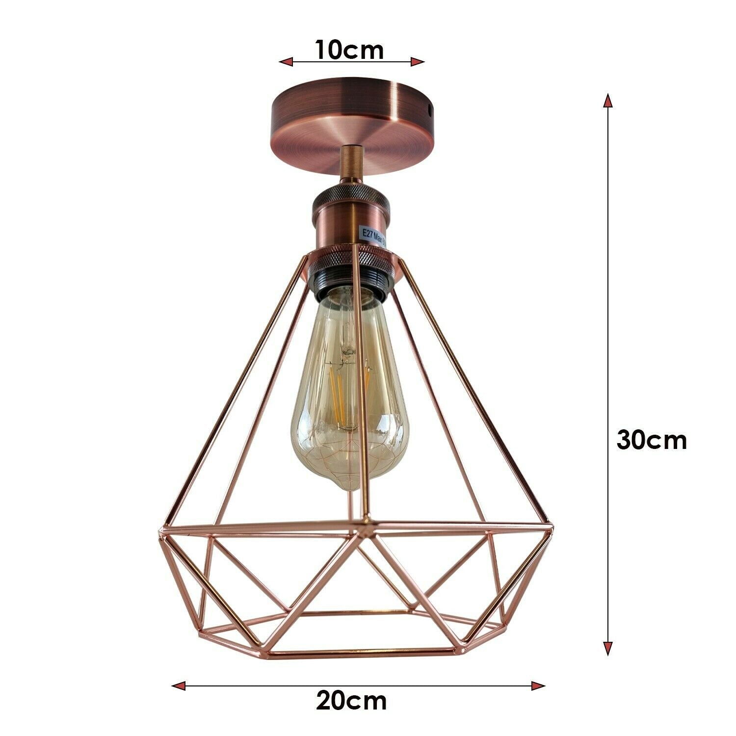 Vintage Retro Industrial Geometric Cage Ceiling Light Shade Flush Main image
