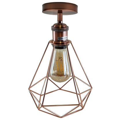 Vintage Retro Industrial Geometric Cage Ceiling Light Shade Flush