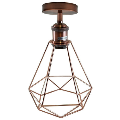Vintage Retro Industrial Geometric Cage Ceiling Light Shade Flush