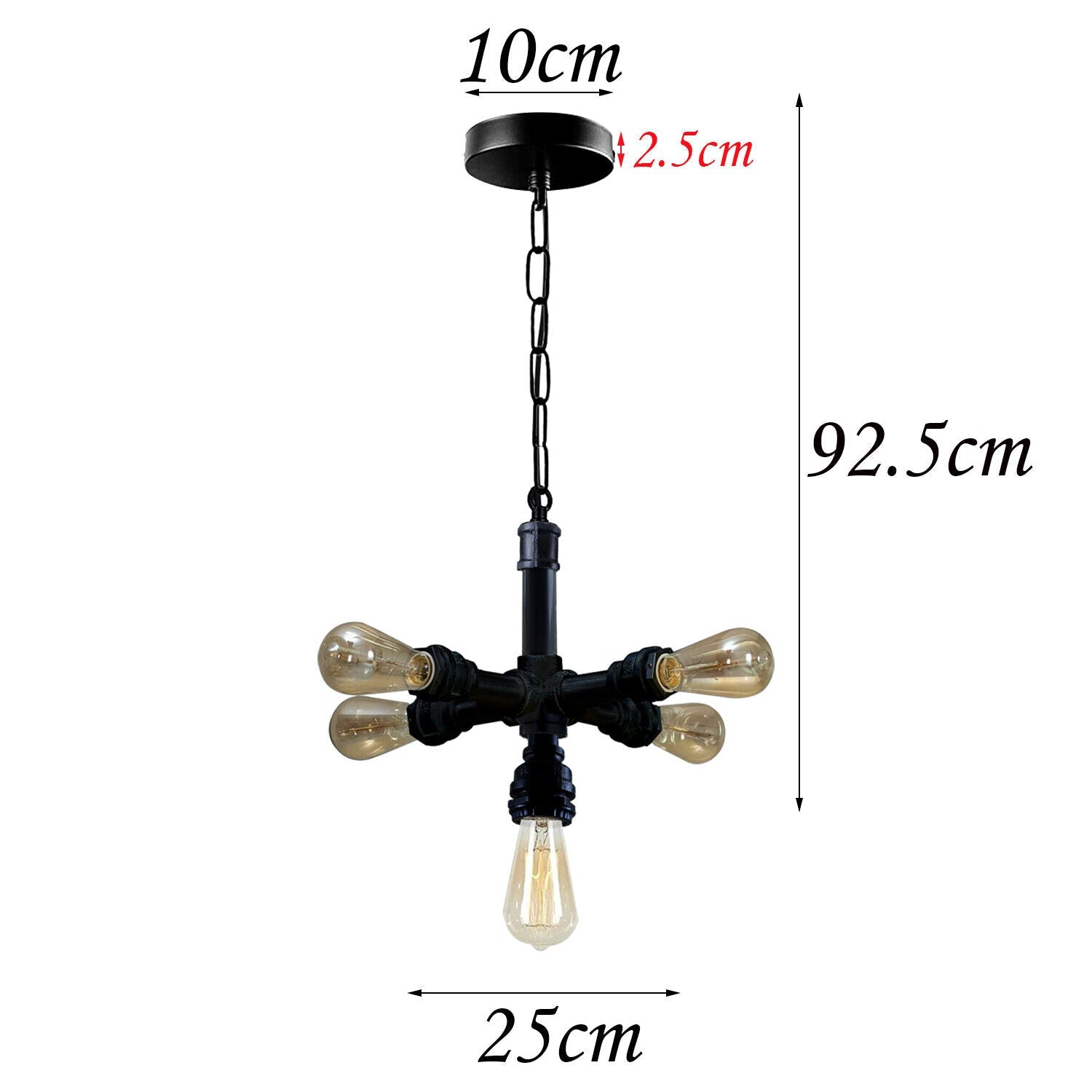 Industrial Vintage Steam Punk 5 Way Over Pendant Indoor Ceiling Main image