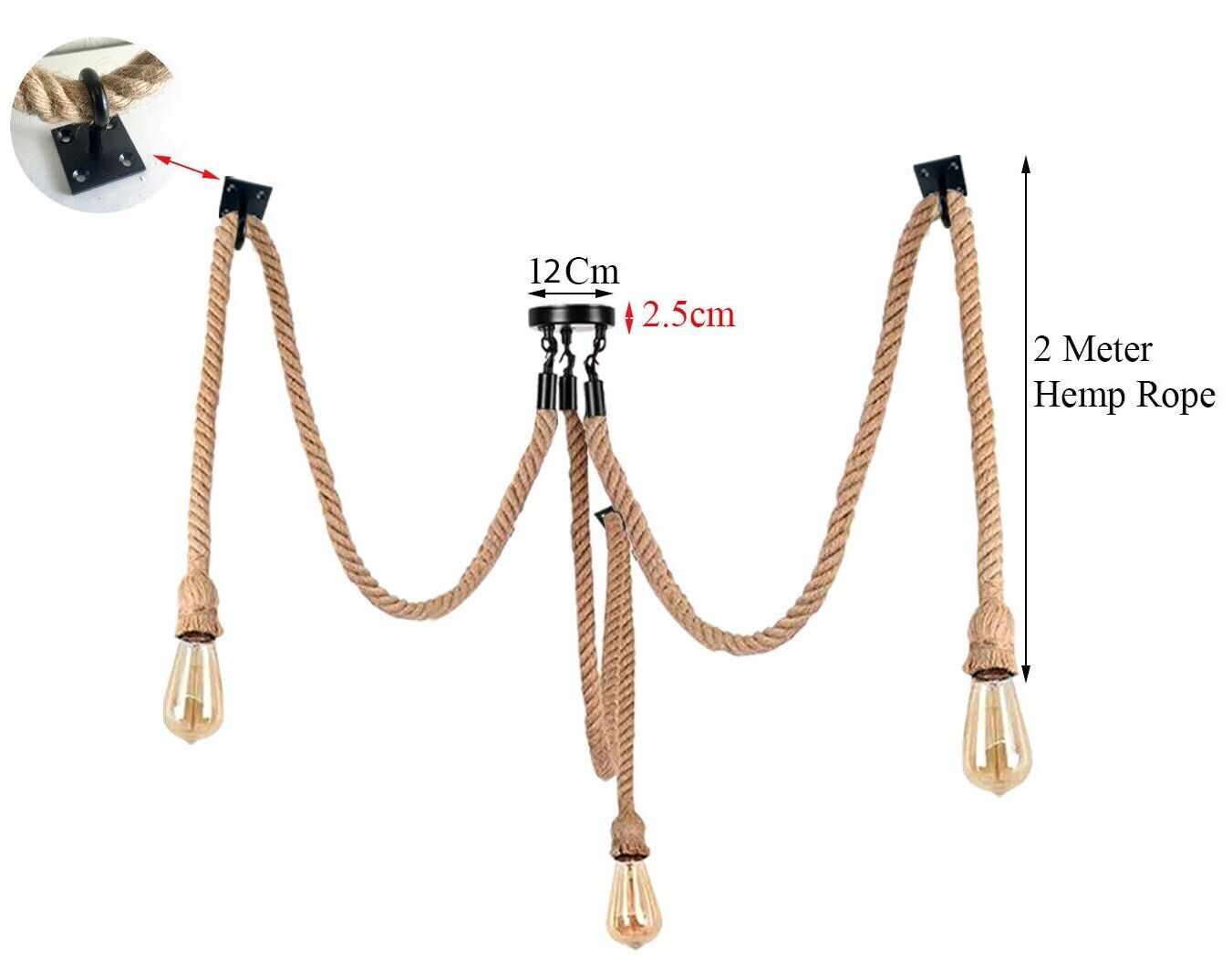 Industrial vintage Ratio 3 Head Hemp  Spider Chandelier  E27 Uk Main image