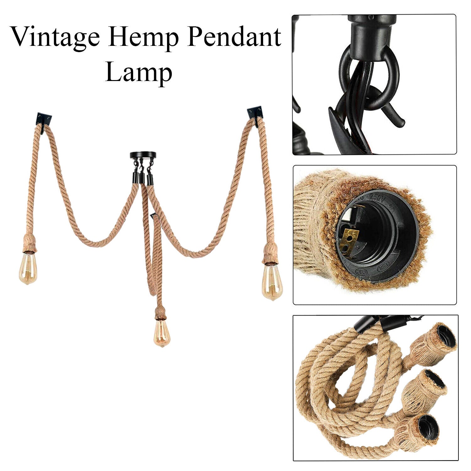 Industrial vintage Ratio 3 Head Hemp  Spider Chandelier  E27 Uk Secondary image