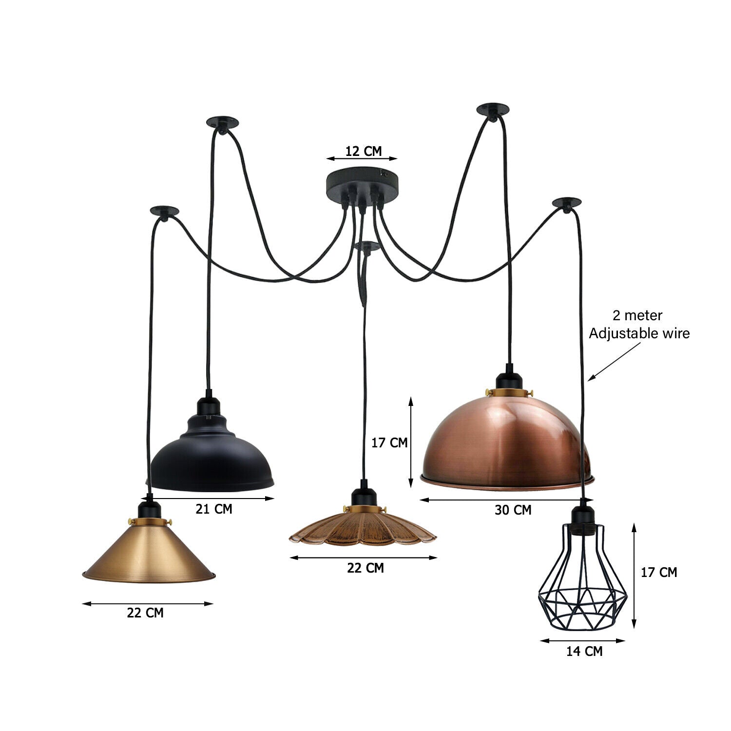 Retro Vintage Chandelier Ceiling Spider Light Industrial Pendant 5 Way Main image
