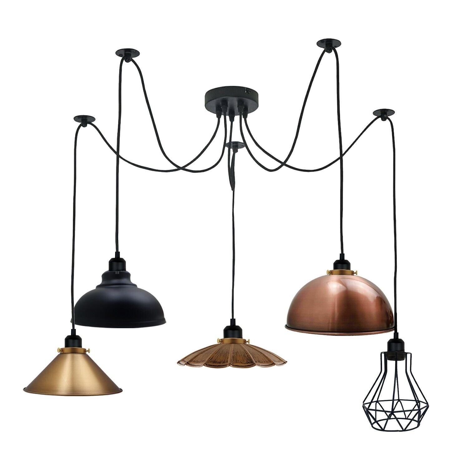 Retro Vintage Chandelier Ceiling Spider Light Industrial Pendant 5 Way Secondary image