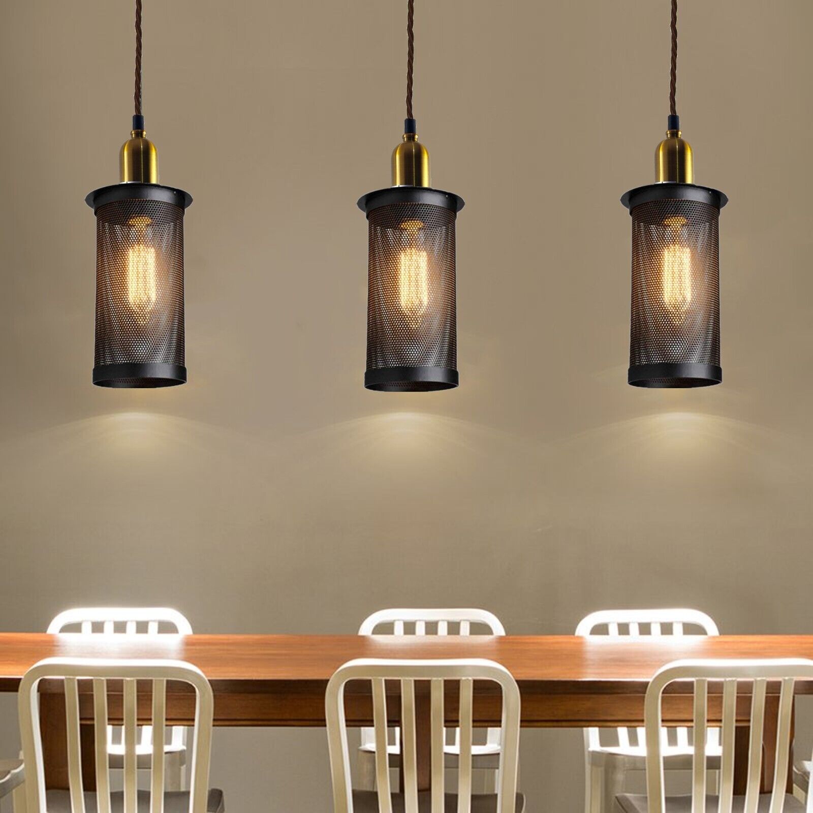 Industrial Vintage Retro Metal 3 Head Pendant Ceiling Lampshade