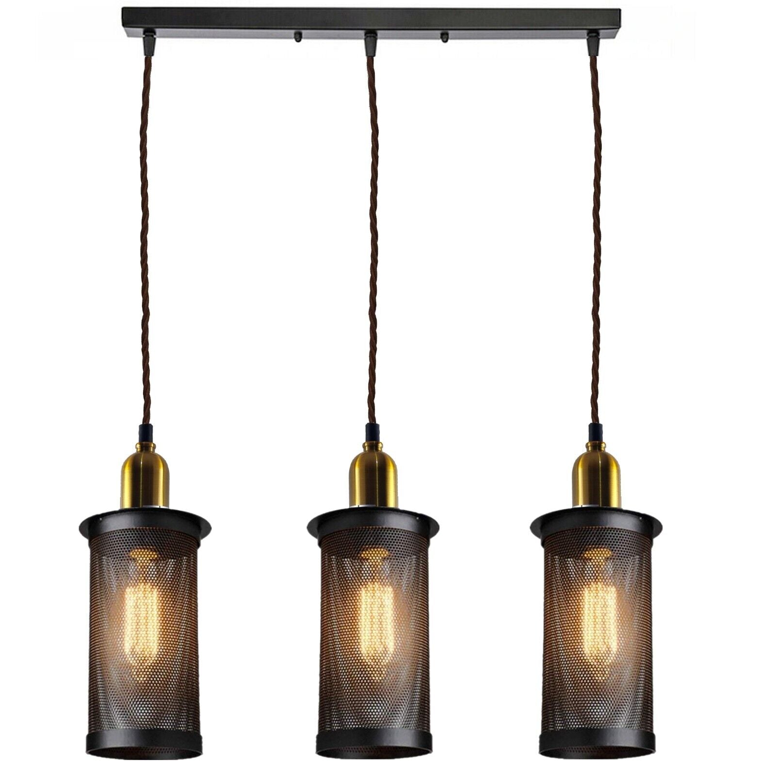 Industrial Vintage Retro Metal 3 Head Pendant Ceiling Lampshade Secondary image