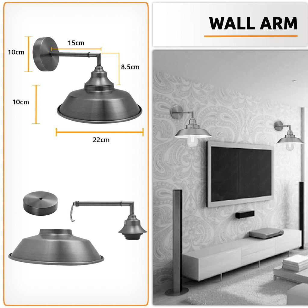 Industrial Vintage Retro Wall Lamp Indoor E27 Edison Satin Nickel