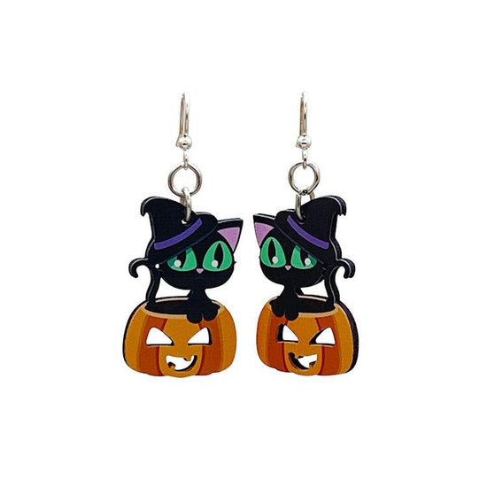 Cute Halloween Cat Earrings #1676