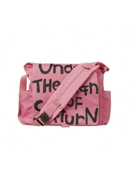 Canvas Messenger Bag Crossbody Bag Letter Printed Waterproof Shoulder