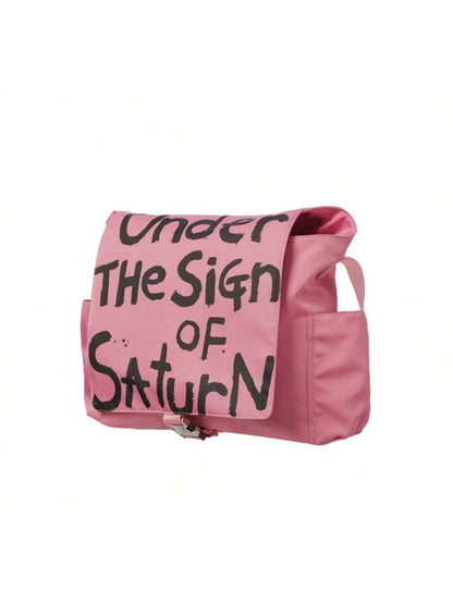 Canvas Messenger Bag Crossbody Bag Letter Printed Waterproof Shoulder