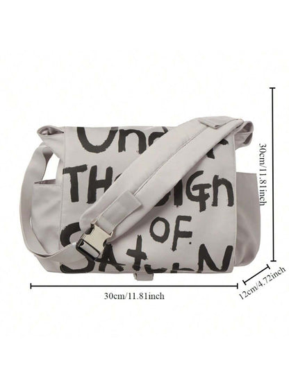 Canvas Messenger Bag Crossbody Bag Letter Printed Waterproof Shoulder