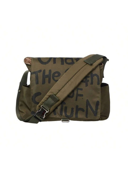 Canvas Messenger Bag Crossbody Bag Letter Printed Waterproof Shoulder