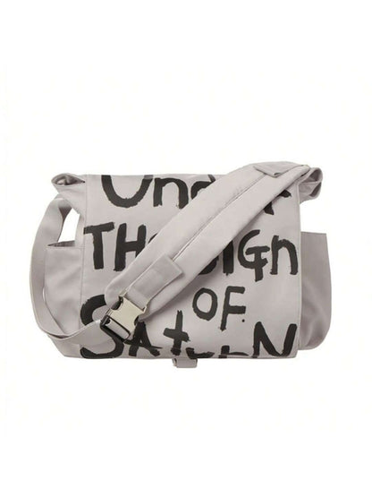 Canvas Messenger Bag Crossbody Bag Letter Printed Waterproof Shoulder