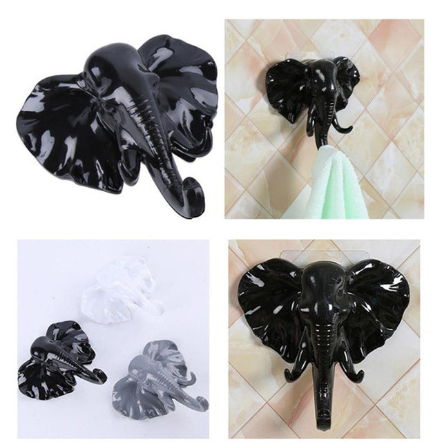 1PC Elephant Head Wall Hanger Storage Keys Hat Bag