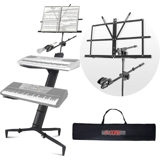 5Core Keyboard Stand 2 Tier Classic Adjustable Electric Piano Sturdy