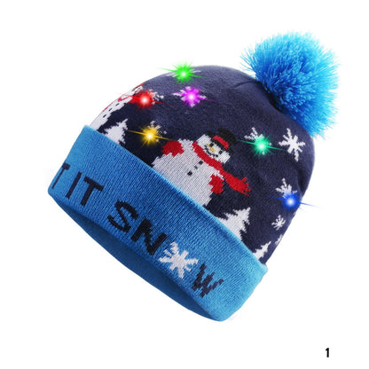 Pom Pom Party Holiday Hats With LED Lights