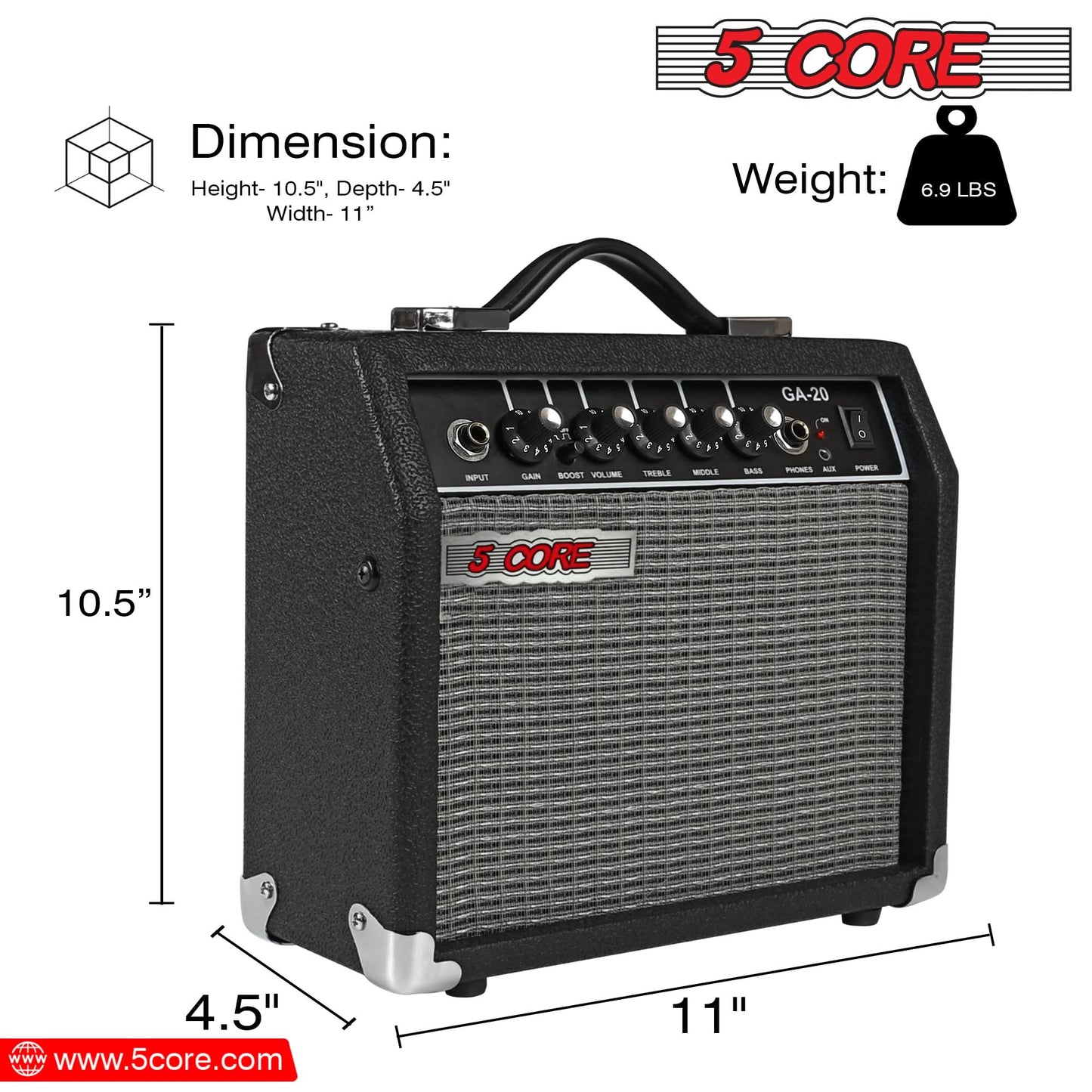 5 Core Guitar Amp For Electric Bass Acoustic Portable Amplifier