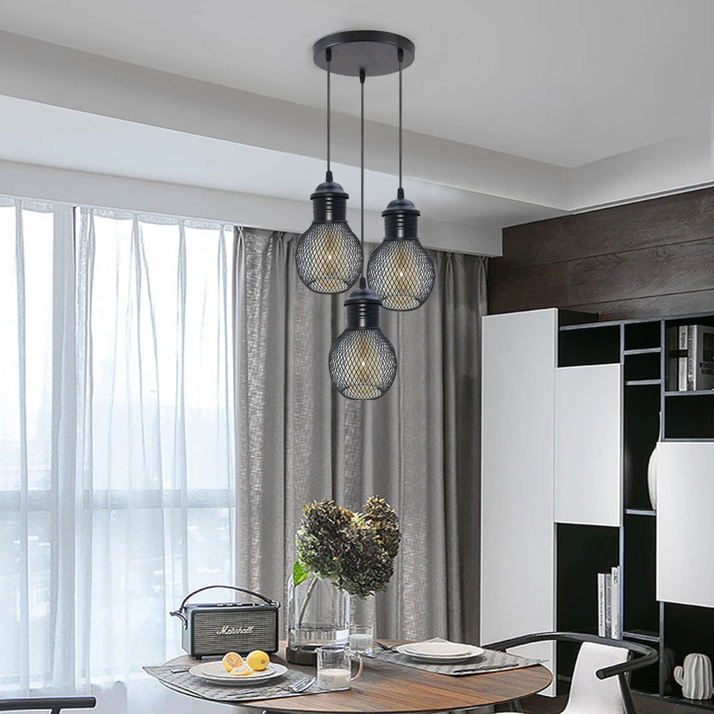 3Head Modern Vintage Industrial Retro Loft Cage Ceiling Lamp Shade