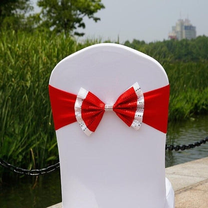 1pc Bows Chair Sashes  Elastic Cloth Chair Ribbon