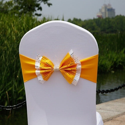 1pc Bows Chair Sashes  Elastic Cloth Chair Ribbon